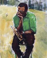 Jazz - Miles Davis With A Green Shirt - Oil On Canvas